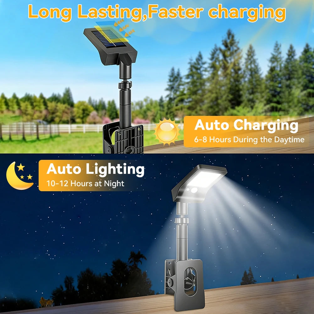 2/4PCS Clip On Solar Lights Outdoor with Motion Sensor, IP65 Waterproof, 3 Mode Clamp Solar Lights for Fence Deck Gutter Camping