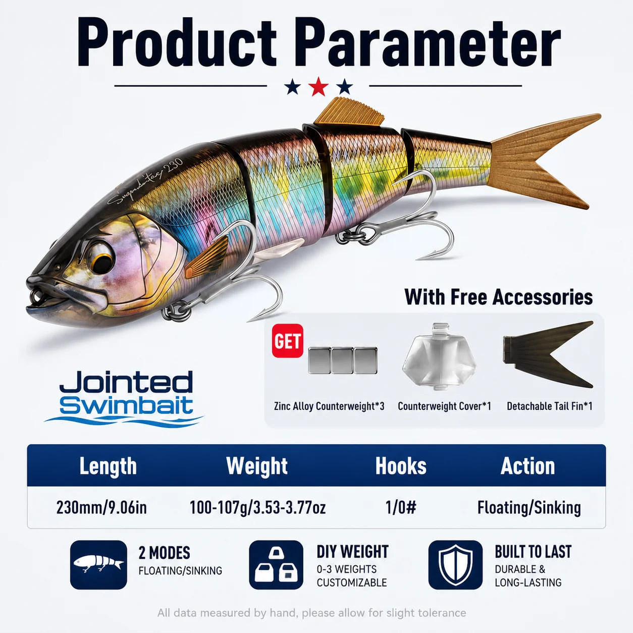 Kingdom DIY Jointed Bait 230mm 100-107g Floating Sinking Fishing Lure 4 Sections Multi Joint Hard Bait Swimbaits Bass Fishing
