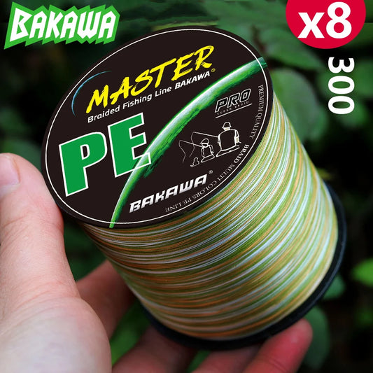 BAKAWA Braided Fishing Line X8 300M Japan PE Weave Multifilament Wire Carp Fishing Accessories Seawater and Saltwater Pesca