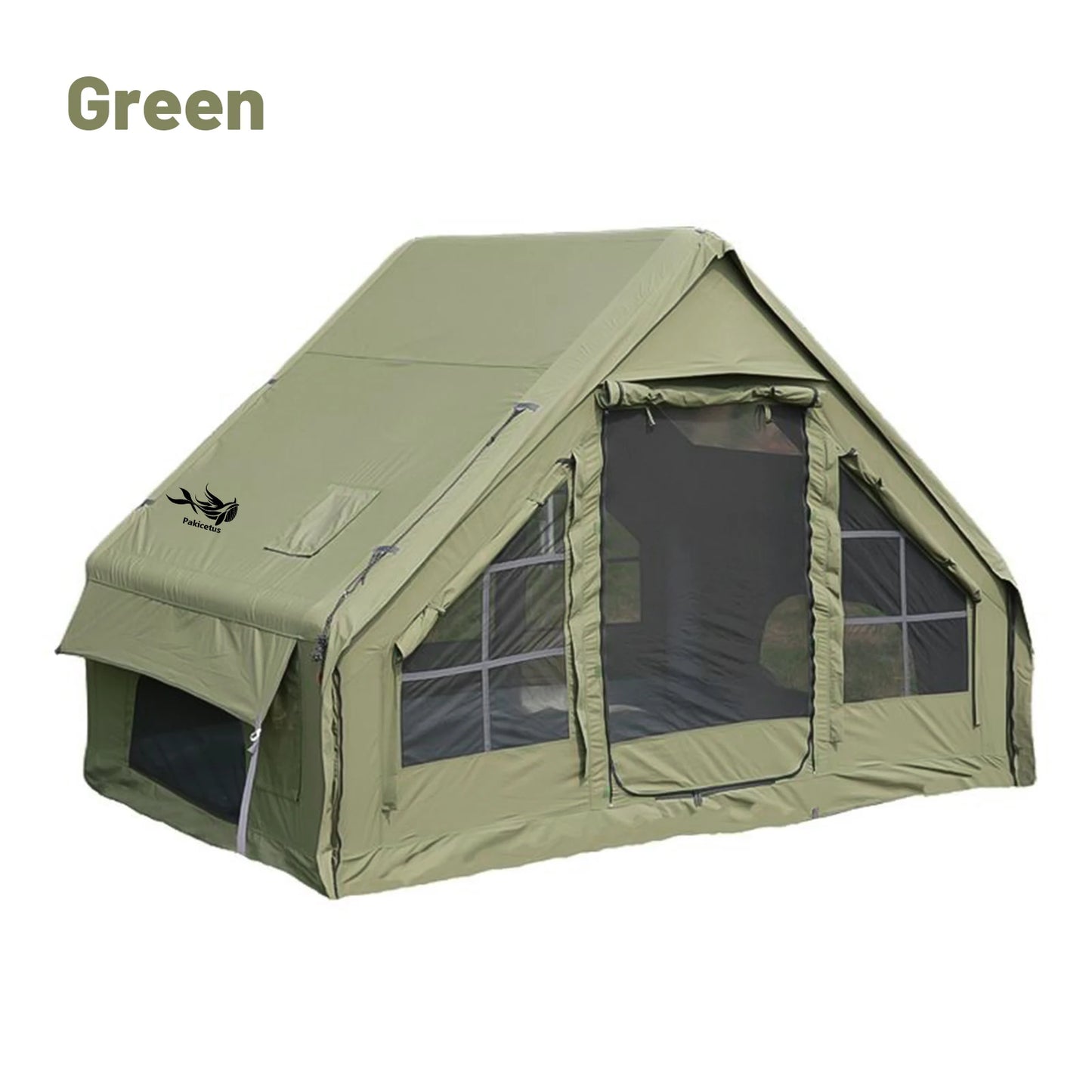 PAKICETUS Large Luxury Inflatable Camping Tent with Manual Hand Pump, Easy Setup 4 Season Anti-Snow Spacious Family Shelter, Weatherproof Air Tent for Outdoor Camping, Backyard Party & Wilderness Adventure