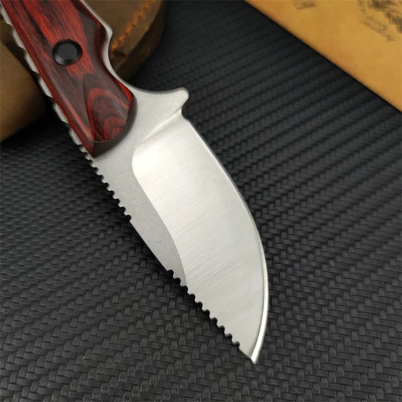 Fixed Blade Knife BM 15017 Drop Point Blade Wood Handles Hunting Camping Survival EDC with Boltaron Sheath