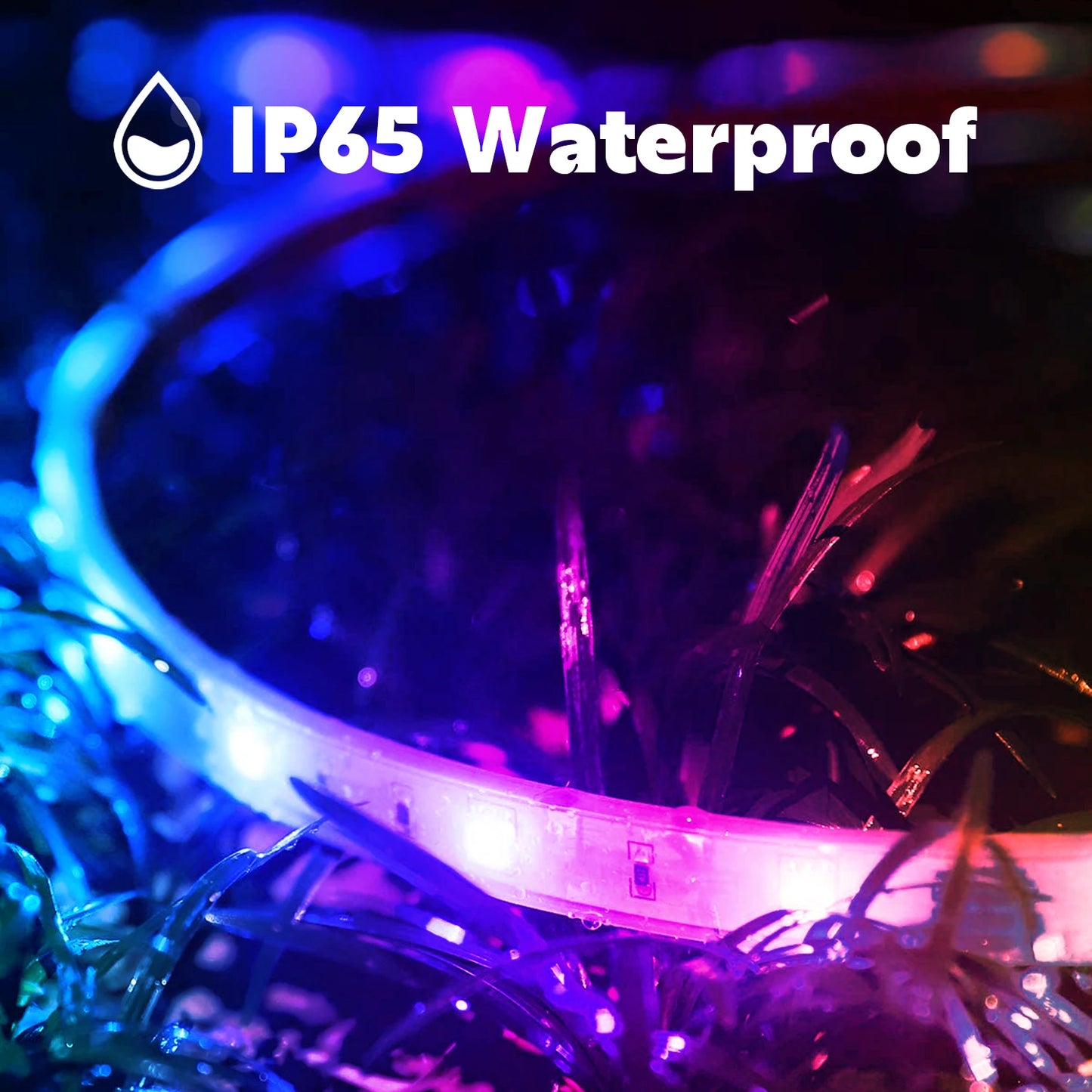 Outdoor Waterproof LED Strip Lights,50Ft Music Sync RGB IP65 Led Lights with App Control and Remote,Color Changing Waterproof Led Rope Lights for Outdoor,Balcony,Roof,Garden,Stairs Party