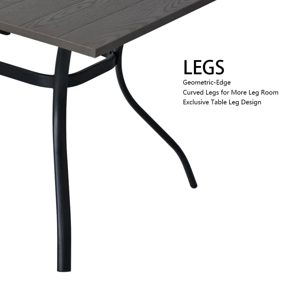 Rectangle Metal Dining Table with Umbrella Hole 6-Person Patio Garden Poolside 57in Brown, Customized