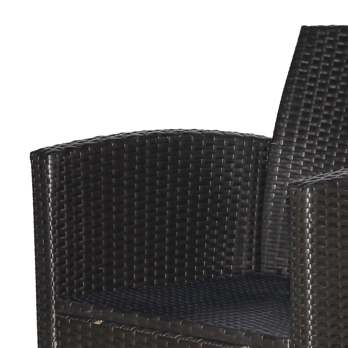 4 Piece Patio Furniture Set, Outdoor Wicker Loveseat Sofa & Chairs, with 2-Tier Coffee Table & Tufted Cushions, Navy Blue